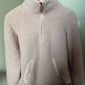 Adrienne Vittadini Pink Faux Fur Pullover, Light Pink, Medium.